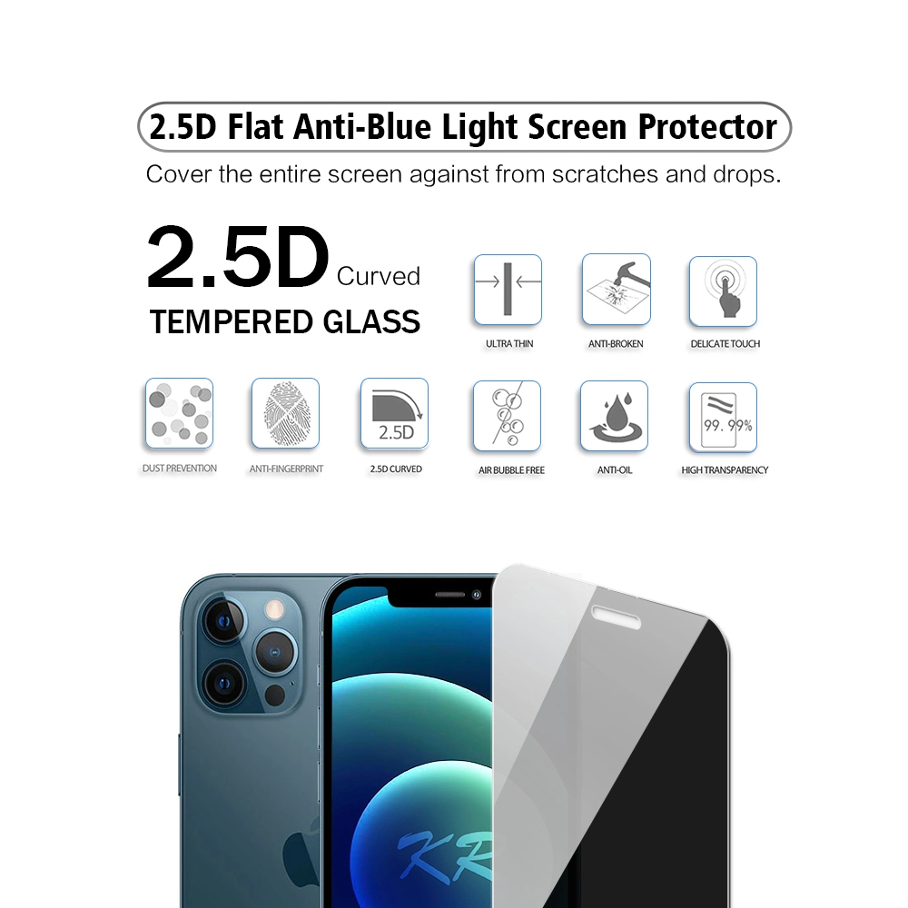 2021 China Manufacturer 9h 0.33mm 2.5D Silk Anti Spy Privacy Tempered Glass Screen Protector for iPhone 11 12 PRO Max Mini