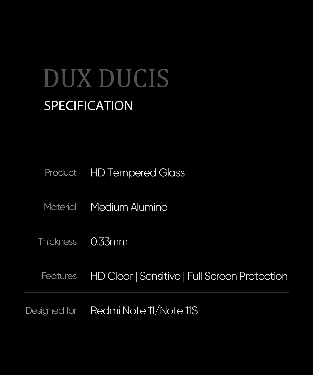Dux Ducis for Xiaomi Redmi Note 11s 4G/Note 11 4G (Qualcomm) (9D) 0.33mm Medium Alumina Tempered Glass Full Glue Anti-Explosion Full Screen Protector